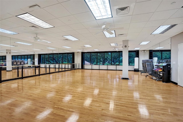 53 Northwoods Ln, Boynton Beach, FL 33436 - exercise area with ceiling fan and wood finished floors