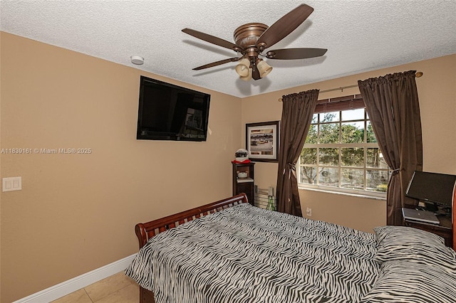 2188 NW 158th Ave, Pembroke Pines, FL 33028 - bedroom featuring tile patterned flooring, a textured ceiling, and a ceiling fan