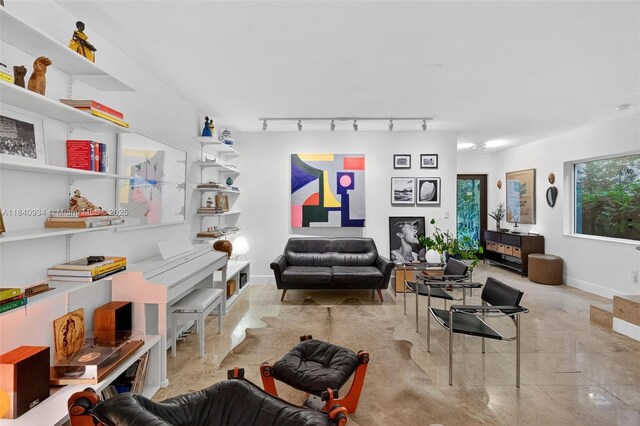 3166 Indiana St Unit I, Miami, FL 33133 - living area featuring rail lighting and baseboards
