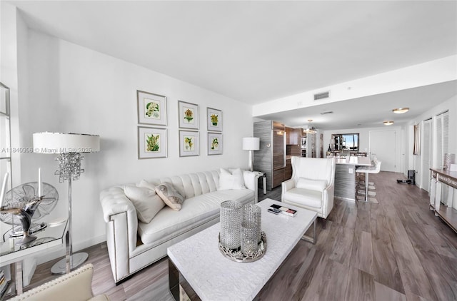 460 NE 28th St Unit 3905, Miami, FL 33137 - living room featuring dark wood-style flooring