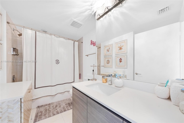 460 NE 28th St Unit 3905, Miami, FL 33137 - bathroom with vanity, shower / bathtub combination with curtain, and tile patterned flooring