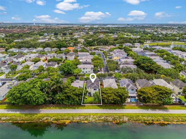 3135 NE 4th St, Homestead, FL 33033 - aerial perspective of suburban area with a nearby body of water and property boundaries highlighted