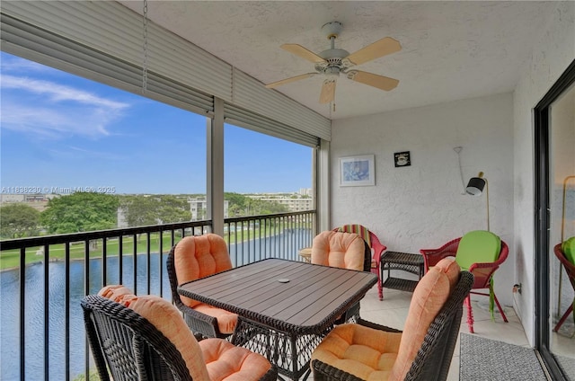 2215 Cypress Island Dr Unit 707, Pompano Beach, FL 33069 - sunroom / solarium with a ceiling fan and a water view