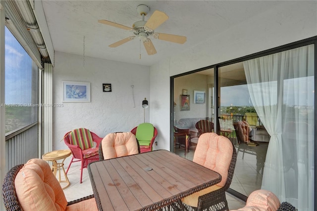 2215 Cypress Island Dr Unit 707, Pompano Beach, FL 33069 - sunroom / solarium with healthy amount of natural light, a ceiling fan, and outdoor dining area