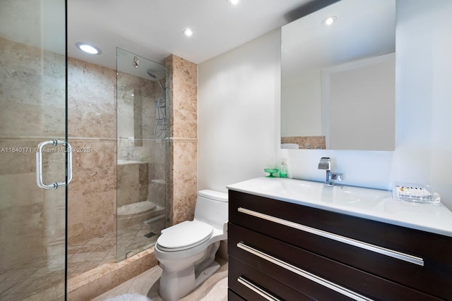 4000 Towerside Ter Unit 1005, Miami, FL 33138 - bathroom featuring vanity, a stall shower, and recessed lighting