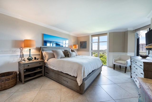 4000 Towerside Ter Unit 1005, Miami, FL 33138 - bedroom with ornamental molding, multiple windows, and light tile patterned floors