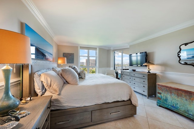 4000 Towerside Ter Unit 1005, Miami, FL 33138 - bedroom with crown molding and light tile patterned floors