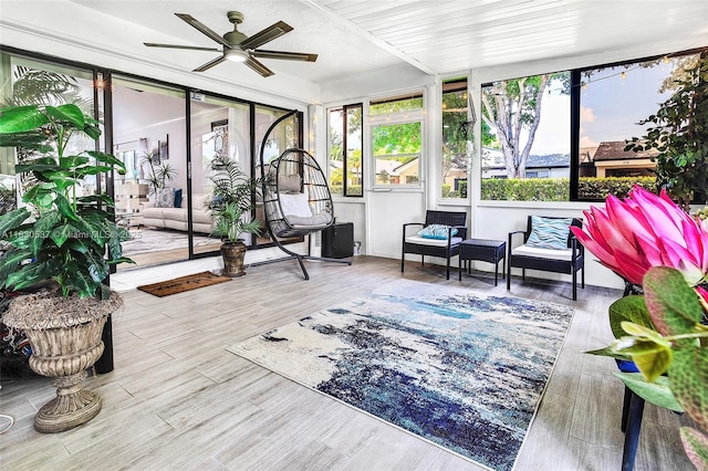 16041 Fairway Ter Unit 121, Weston, FL 33326 - sunroom / solarium featuring a ceiling fan and an outdoor hangout area