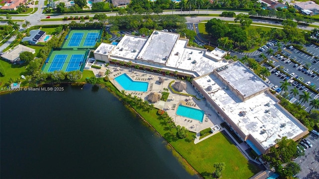 16041 Fairway Ter Unit 121, Weston, FL 33326 - aerial view of property and surrounding area with a pool and a nearby body of water