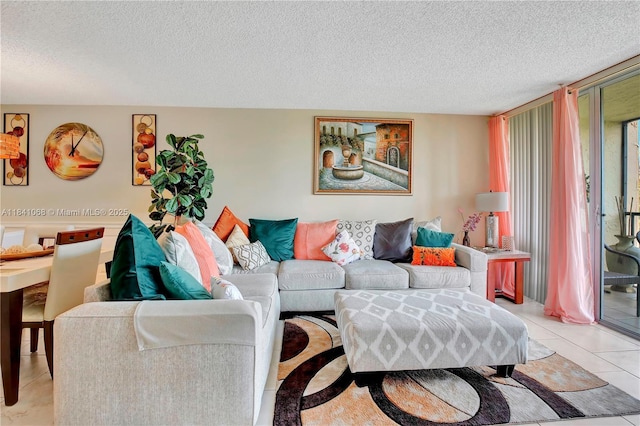 3651 Environ Blvd Unit 461, Lauderhill, FL 33319 - living room with a textured ceiling and light tile patterned flooring