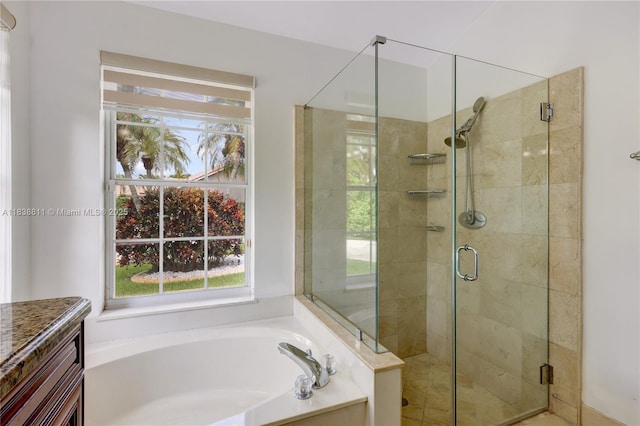 1503 NW 178th Ln, Pembroke Pines, FL 33029 - bathroom featuring a shower stall, a bath, and vanity