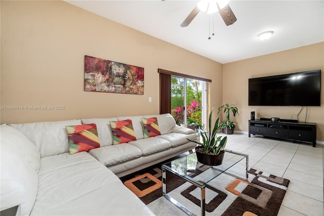 14053 SW 49th St Unit 7, Miramar, FL 33027 - living area with ceiling fan and light tile patterned flooring