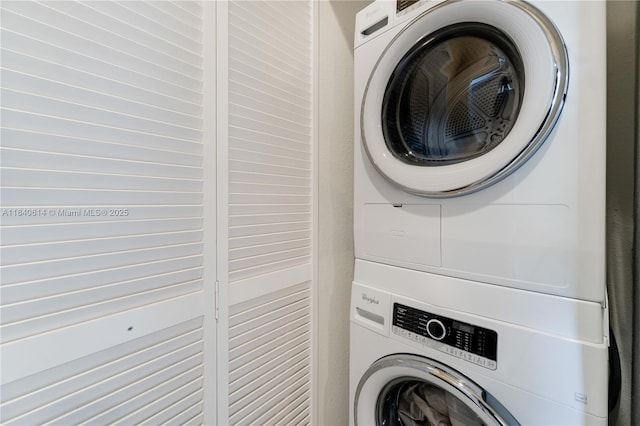 14053 SW 49th St Unit 7, Miramar, FL 33027 - washroom with stacked washer / drying machine