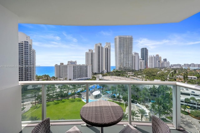19370 Collins Ave Unit 1425, Sunny Isles Beach, FL 33160 - balcony with a skyline view and a water view