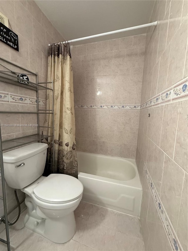 11 Olive Dr Unit E, Hialeah, FL 33010 - full bath featuring tile walls, tile patterned flooring, and shower / bath combination with curtain