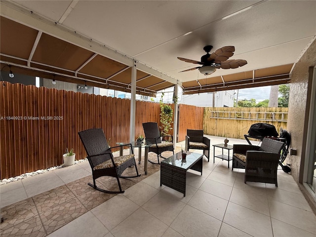 11 Olive Dr Unit E, Hialeah, FL 33010 - view of patio with an outdoor hangout area and ceiling fan