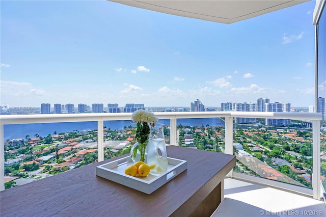 balcony with a water view