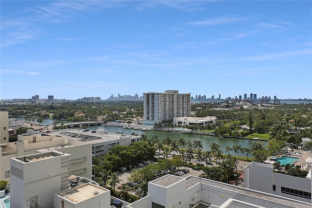 property's view of city with a water view