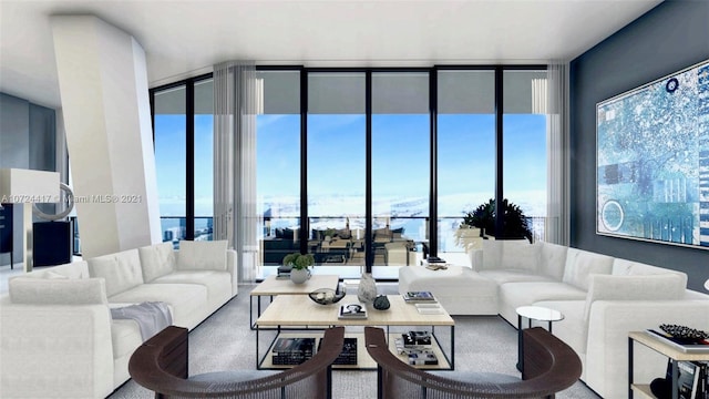 living room featuring expansive windows