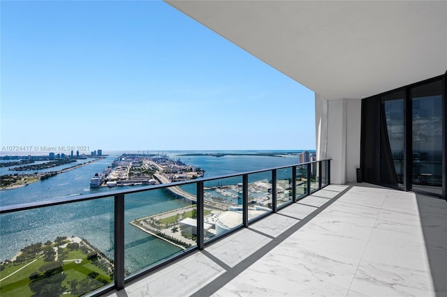 balcony with a water view