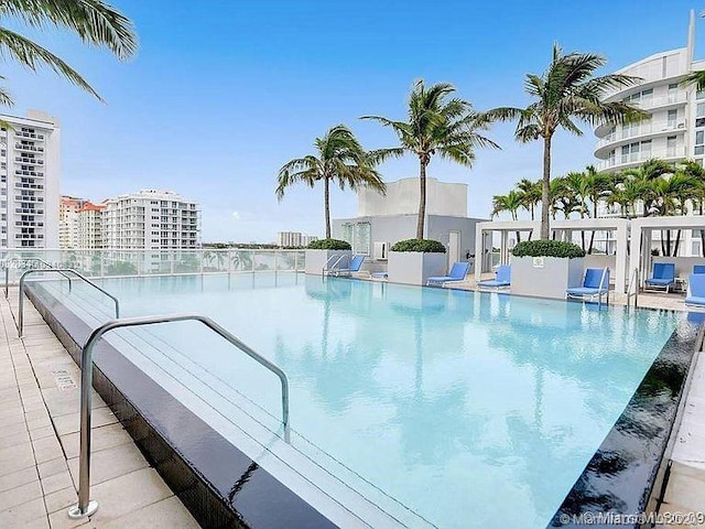 pool with a city view