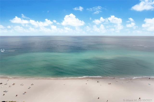 view of water feature with a beach view