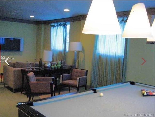 living room with billiards