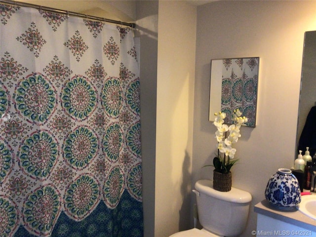 bathroom with toilet and vanity