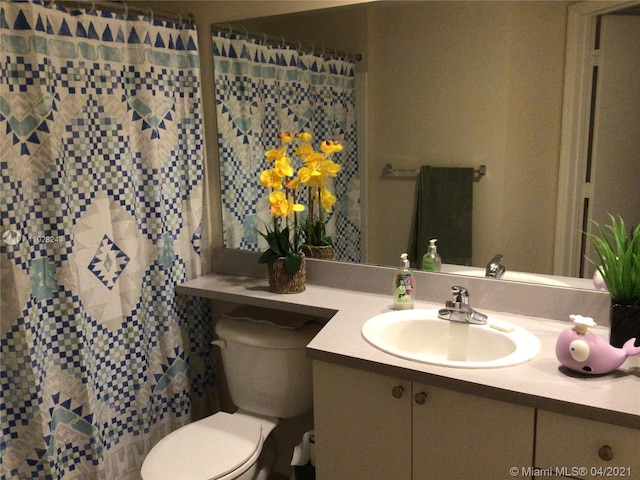 bathroom with toilet and vanity