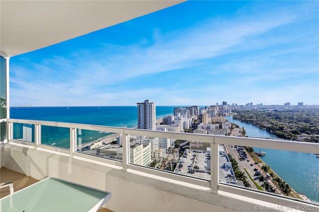 balcony with a water view