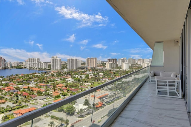 balcony with a water view