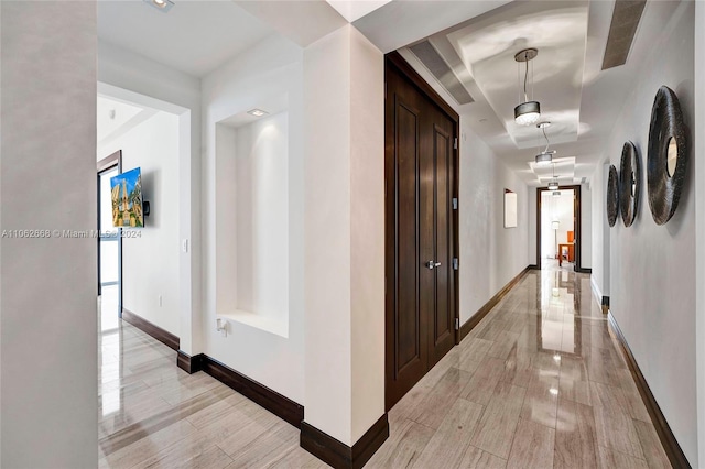 hall featuring light wood-type flooring