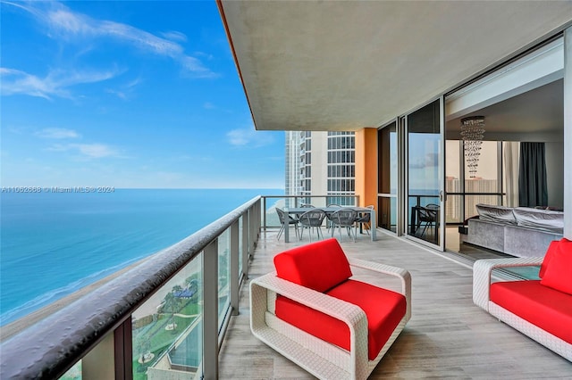 balcony with a water view