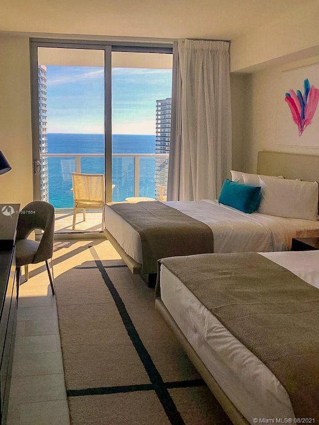 bedroom with a water view