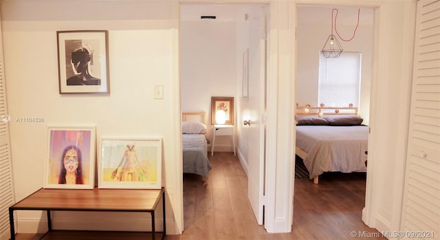 hallway featuring light wood-type flooring