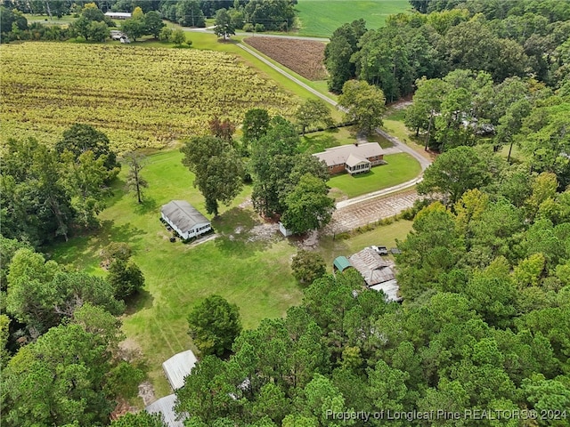 birds eye view of property with a rural view