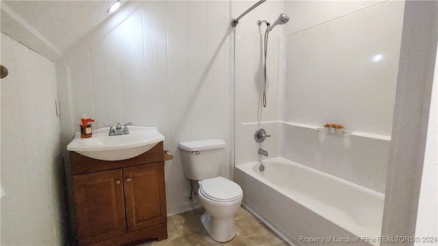 full bathroom with toilet, vanity, and  shower combination