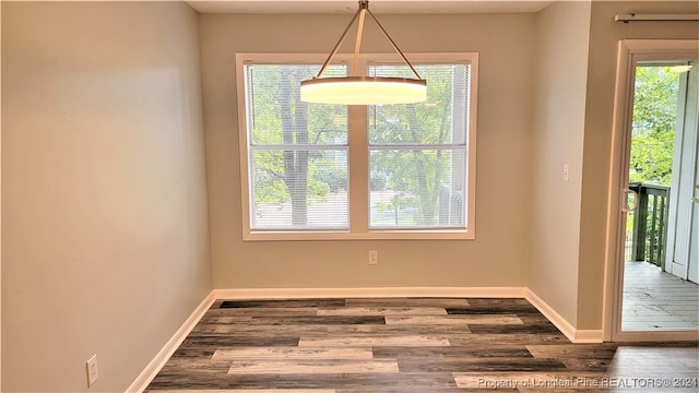 unfurnished dining area with hardwood / wood-style flooring