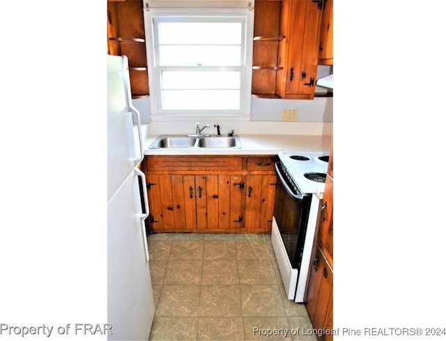 kitchen with white appliances and sink