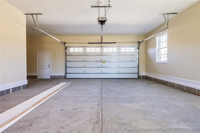 garage with a garage door opener