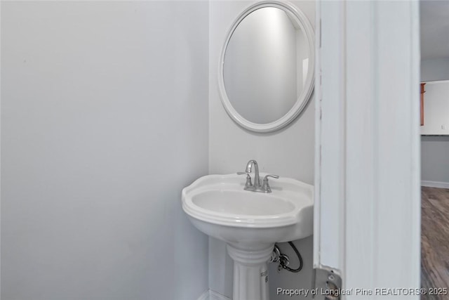 bathroom featuring hardwood / wood-style flooring and sink