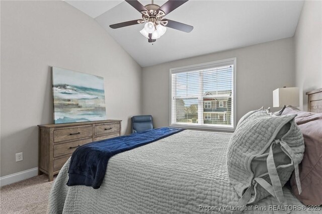 183 Ganton Dr, Raeford, NC 28376 - carpeted bedroom with ceiling fan, baseboards, and vaulted ceiling
