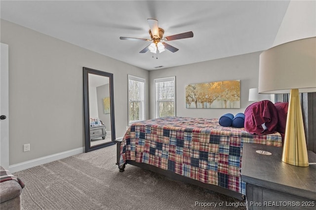 183 Ganton Dr, Raeford, NC 28376 - bedroom with baseboards, carpet floors, and a ceiling fan