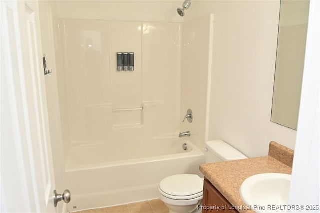 279 Hunters Creek Dr, Raeford, NC 28376 - bathroom featuring tile patterned floors, toilet, vanity, and bathtub / shower combination