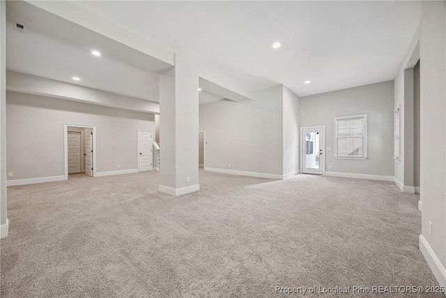 405 Gilpin Way, Cary, NC 27519 - basement featuring light colored carpet, baseboards, and recessed lighting