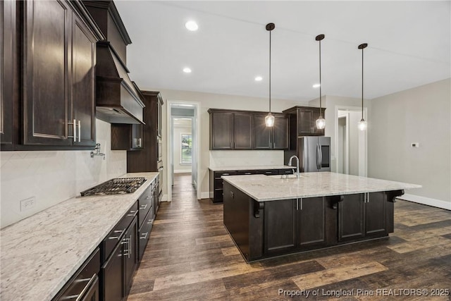 405 Gilpin Way, Cary, NC 27519 - kitchen with appliances with stainless steel finishes, dark wood finished floors, baseboards, backsplash, and recessed lighting