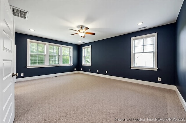 405 Gilpin Way, Cary, NC 27519 - unfurnished room featuring a ceiling fan, carpet, baseboards, and recessed lighting