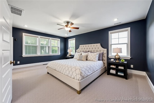 405 Gilpin Way, Cary, NC 27519 - carpeted bedroom with baseboards, a ceiling fan, and recessed lighting