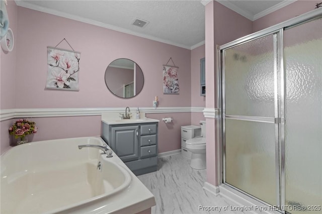 1963 Seabrook School Rd, Fayetteville, NC 28312 - full bath with vanity, toilet, a shower stall, a bath, and marble finish flooring