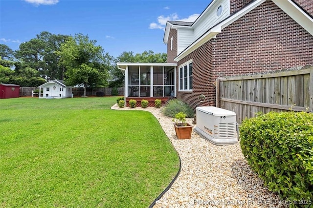 view of yard with a sunroom